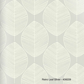 RETRO LEAF SILVER BEHANG - Arthouse Options 408209