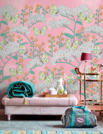 Eijffinger Rice 2 Wallpower 383619 Butterflies and Flowers Pink