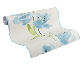 blauw bloemen behang vlies 331410