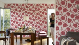 ROOD BLOEMEN VLIES BEHANG XXFG