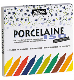 Pebeo porcelaine fine marker set inh. 9stuks art. 021-010 de markers hebben een fijne punt