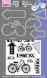 Sizzix/ Stamp &Die - cut  Stempelen en uitsnijden On The Go Bike art.VC657782 op voorraad