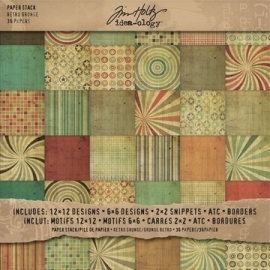 Paper block Tim Holtz   Retro Grungru   30,5x30,5 uit de serie Idea - Ology Collection voorraad 3x