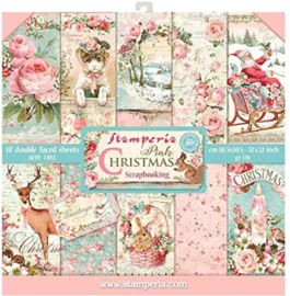 Stamperia  paper pad Pink Christmas 30,5x30,5cm art. SBBL46