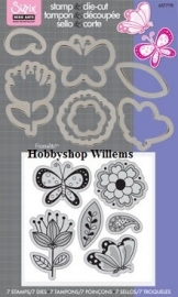 Sizzix/ Stamp &Die - cut  Stempelen en uitsnijden Playful Flowers And Butterflies art.VC657778 op voorraad