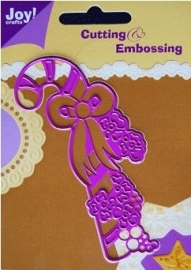 Joy Craft cutting en embossingstencil LL art.6002-0045 Merry Kerst zuurstok