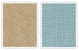 Embossingfolder krs.th art.th.115636-3803s th burlap&swirls.  2 st.