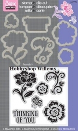 Sizzix/ Stamp &Die - cut  Stempelen en uitsnijden floral art. VC 657776 op voorraad 2x