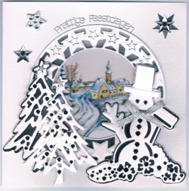 Joy Craft cutting en embossingstencil  Merry Kerst  sneeuw pop LL art.6002-0047