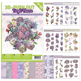 3-D Push out no 01 art. 3DPO10033 purple flowers