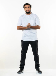 Heren Chef Jacket T-shirt Valente FX White Stretch