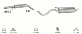 Complete uitlaat Seat Leon 1.6i 16v Bj. 05-2001 tot 06-2006 (3A)