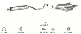 Complete Uitlaat Opel Zafira 1.6 / 1.8. / 2.2  (flensverbinding) (72)