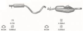 Complete uitlaat zonder voorpijp Saab 900 2.0 / 2.3 1994 tm 1998 (2148)