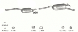 Complete uitlaat Mercedes 200 E200 250 W124 2.0/2.5D 1985 - 05/1995 (2205)