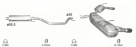 Complete Uitlaat Opel Signum 2.0 2.2 3.2 3.0D Met chromen eindstukken (2167A)