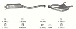 Complete uitlaat Opel Vectra B 2.0 D 09/2000 - 08-2002  (2202)