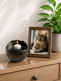 URN / WAXINEHOUDER MET POOTAFRUK