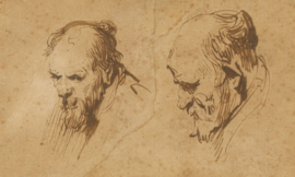Bügelbild Two Studies of the Head of an Old Man – Rembrandt van Rijn