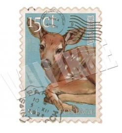 Iron-on Postzegel Hertje