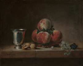 Bügelbild Still Life with Peaches, a Silver Goblet, Grapes, and Walnuts - Jean-Siméon Chardin