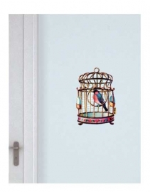 Decal of a pink bird cage