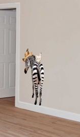 Muursticker Zebra met kip