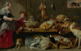 Iron-On Patch Larder Still Life with Housekeeper and Young Boy - Jan Boeckhorst, Frans Snyders