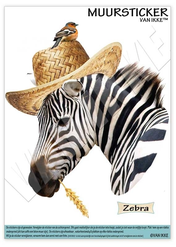 Wall Decal Zebra with hat