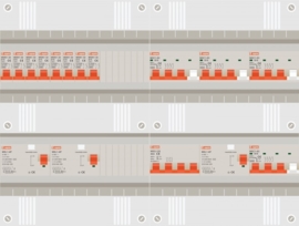 3 fase groepenkast met 8 lichtgroepen en 4 krachtgroepen