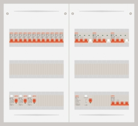 15.372.1203.40 - 3 fase 40A groepenkast-veldverdeler met 12 groepen en 3 krachtgroepen