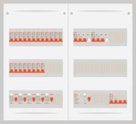 15.372.2002.63 - 3 fase 63A groepenkast-veldverdeler met 20 groepen en 2 krachtgroepen