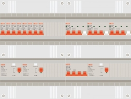 3 fase groepenkast met 8 lichtgroepen en 3 krachtgroepen