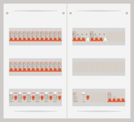 15.372.2402.40 - 3 fase 40A groepenkast-veldverdeler met 24 groepen en 2 krachtgroepen