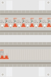 1 fase groepenkast met 6 aardlekautomaten