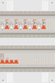 3 fase groepenkast met 5 aardlekautomaten