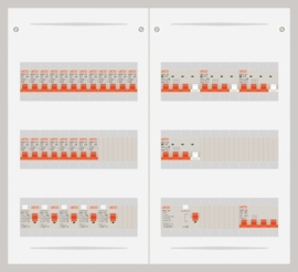 15.372.2004.40 - 3 fase 40A groepenkast-veldverdeler met 20 groepen en 4 krachtgroepen