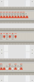 1 fase groepenkast met 8 lichtgroepen, kookgroep, PV, EV en warmtepomp groep