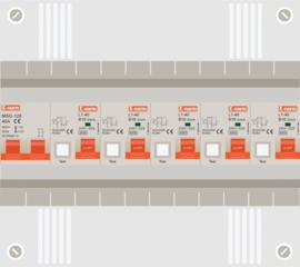1 fase groepenkast met 5 aardlekautomaten
