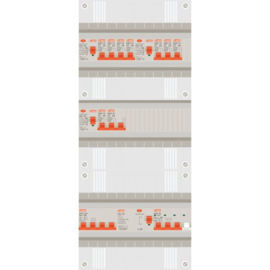 3 fase groepenkast met 8 groepen en kookgroep en krachtgroep