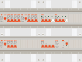 3 fase groepenkast met 10 lichtgroepen en 2 krachtgroepen