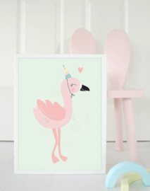 Poster flamingo feest A4