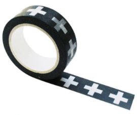 Masking tape zwart-wit grote plus