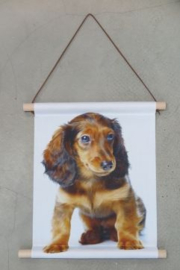 Textiel poster hond 38x30cm