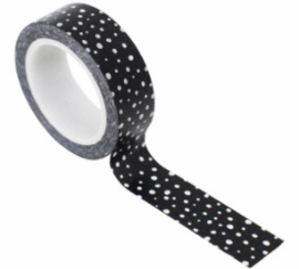 Masking tape zwart met witte dots