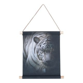 Textiel poster witte tijger 38x30cm