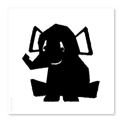 Poster olifant zwart-wit 21x21cm