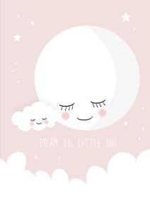 Poster dream big little one roze A4