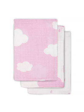 Hydrofiel washandjes wolken roze 3x