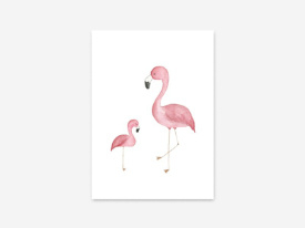 Kaart flamingo moeder en kind